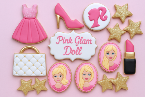 Barbie Pink Glam Doll Birthday Party Idea Iced Sugar Cookies