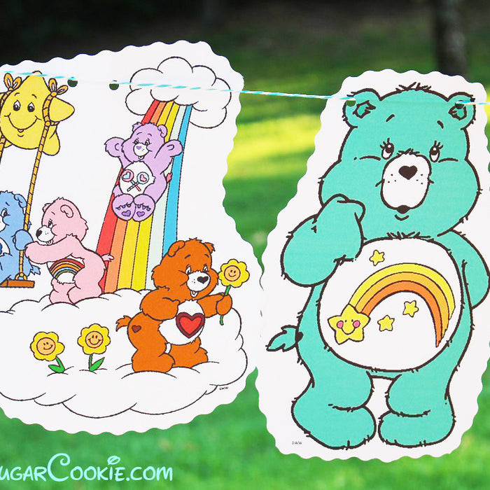 Care Bears Birthday Party Banner DIY Idea- Funshine Bear, Grumpy Bear, Bedtime Bear, Friend Bear, Wish Bear, Care A Lot