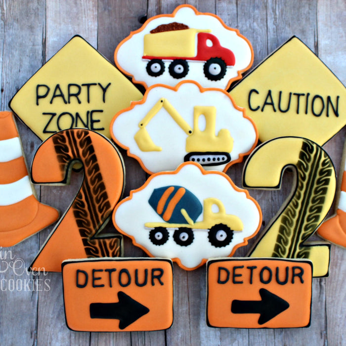 Construction Birthday Party Sugar Cookies TheIcedSugarCookie.com Lovin Oven Cookies