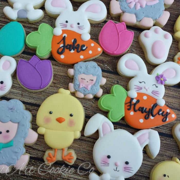 Easter Cookies-Baby Sheep, Baby Bunny Rabbit, Baby Chick TheIcedSugarCookie.com Sweet Art Cookie Co