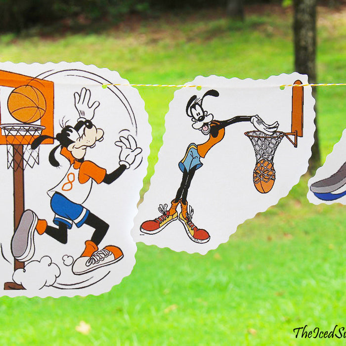 DIY Goofy Playing Basketball Sports Birthday Party Flag Hanging Bunting Banner Ideas