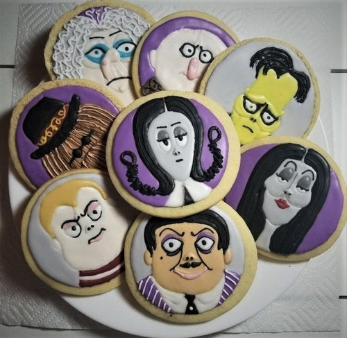 Halloween Addams Family Iced Sugar Cookies created by Nickys Little Cake Shop by TheIcedSugarCookie.com