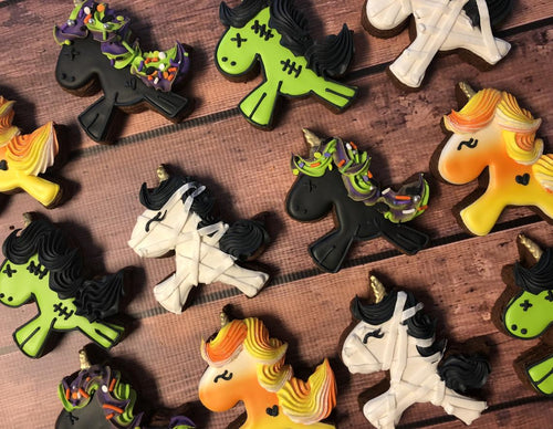 Halloween Unicorn Iced Sugar Cookies by Pretty Baked Bakery on TheIcedSugarCookie.com