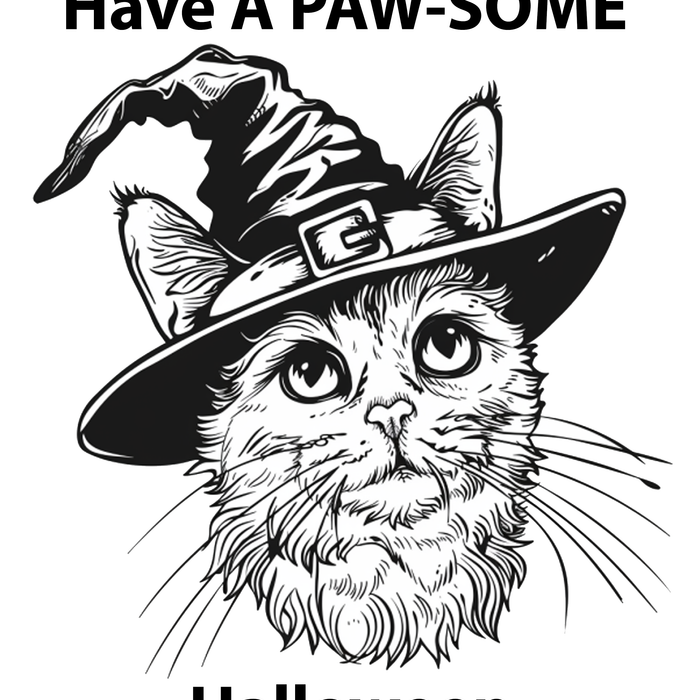 Have A PAW-SOME Halloween Cat Coloring Page