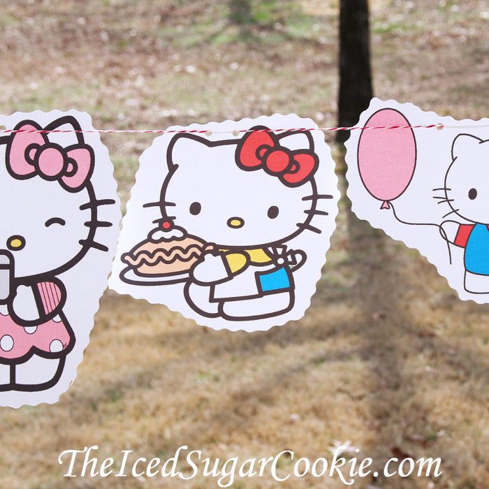 Hello Kitty Birthday Party DIY Idea Flag Bunting Banner Garland The Iced Sugar Cookie