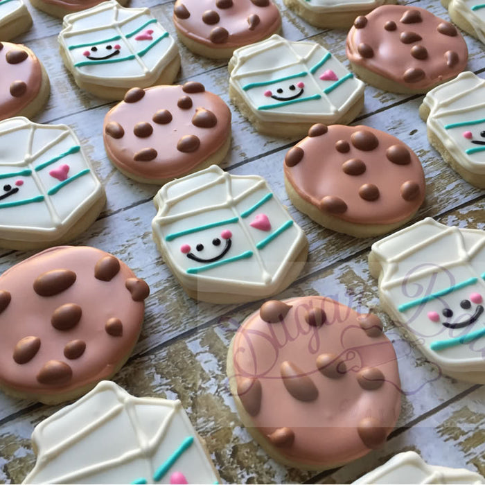 Tiny Mini Milk And Chocolate Chip Cookies Birthday Party Sugar Cookies