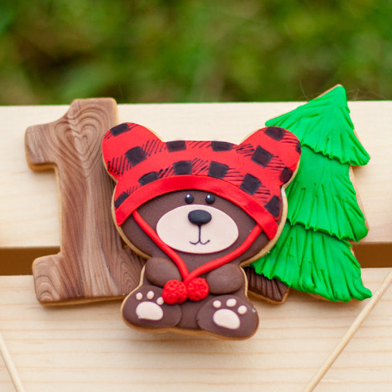 Lumberjack Birthday Party Sugar Cookies TheIcedSugarCookie.com MJ Tabush Sweet Designs