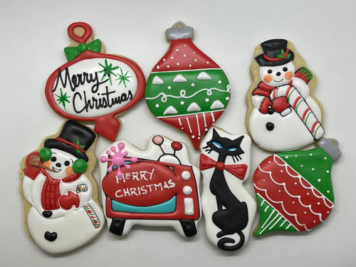 Retro Christmas Iced Sugar Cookies