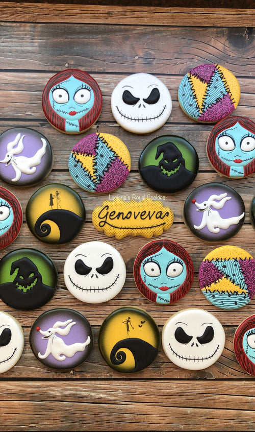 The Nightmare Before Christmas Halloween Iced Sugar Cookies, Jack Skellington, Sally, Oogie Boogie, Zero created by Lucianas Royal Cookies on TheIcedSugarCookie.com