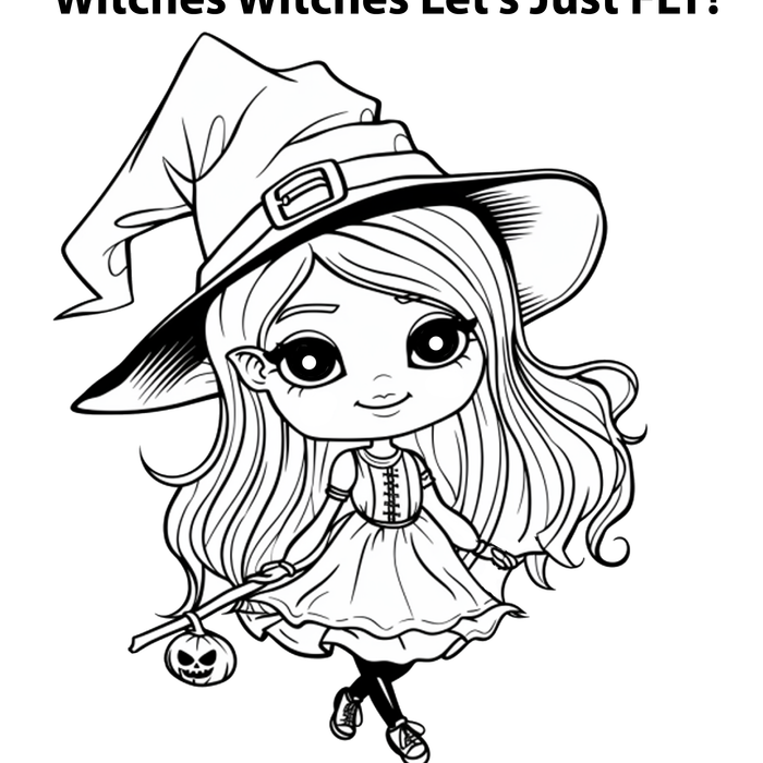 Witches Witches Let's Just Fly High Up In The Midnight Sky Halloween Free Coloring Page by TheIcedSugarCookie.com