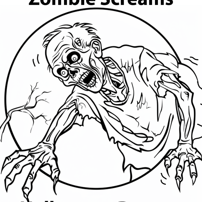 Zombie Screams Halloween Dreams Free Coloring Page by TheIcedSugarCookie.com