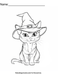 Halloween Cat wearing a Witch Hat Free Coloring Page by TheIcedSugarCookie.com