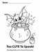 Halloween Gremlin Bat Too Cute To Spook Coloring Page free printable by TheIcedSugarCookie.com