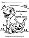 Halloween Is DINO-MITE Coloring Page Dinosaur Trick Or Treating Jack O Lantern Pumpkin Free printable by TheIcedSugarCookie.com