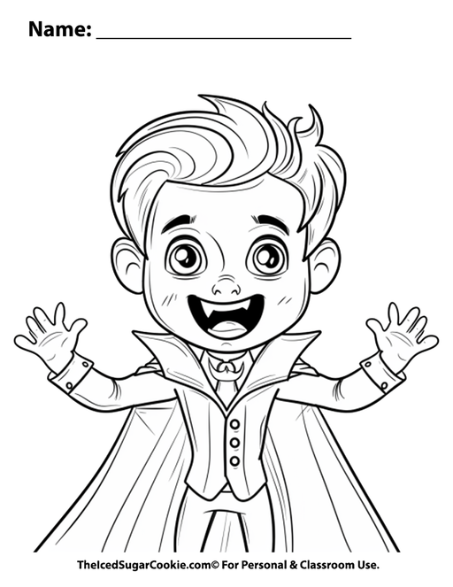 Halloween Is FANG-tastic Vampire Coloring Page by TheIcedSugarCookie.com