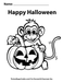 Happy Halloween Monkey Pumpkin Free Coloring Page by TheIcedSugarCookie.com