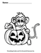 Happy Halloween Monkey Pumpkin Free Coloring Page by TheIcedSugarCookie.com