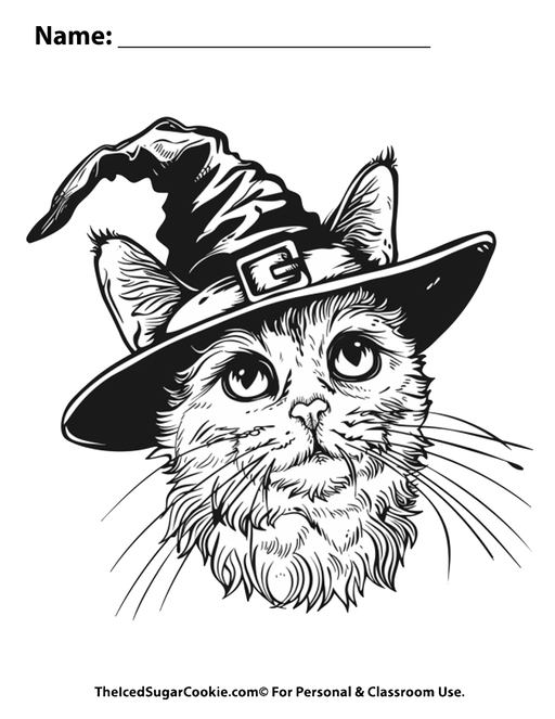 Have A PAW-SOME Halloween Cat Coloring Page by TheIcedSugarCookie.com