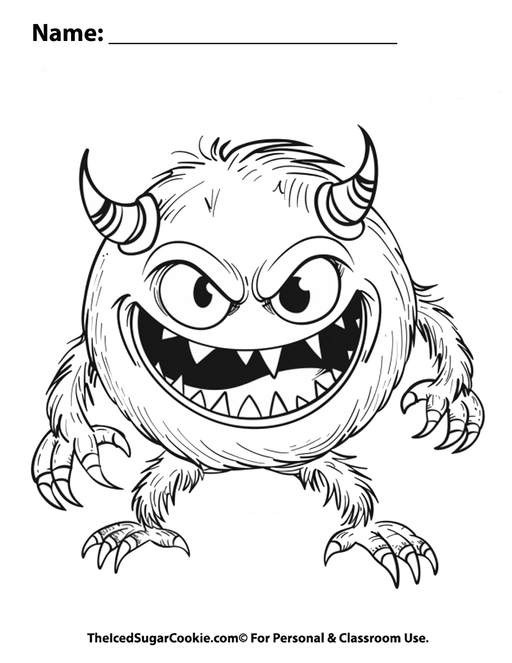 Let's Go Trick Or Treating I Want Candy Monster Halloween Coloring Page by TheIcedSugarCookie.com