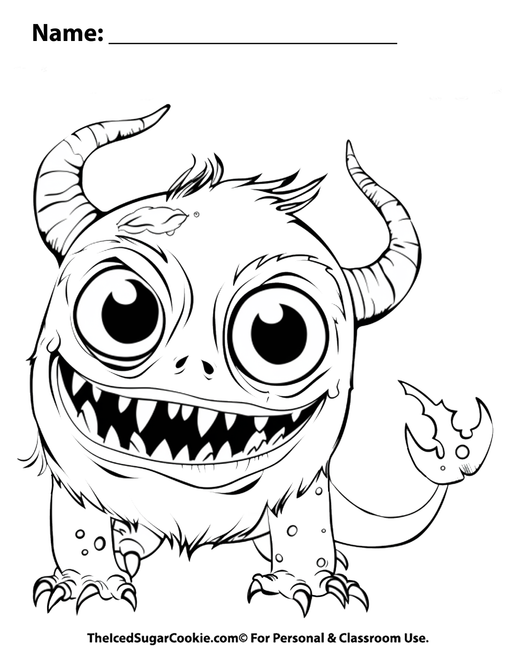 Monster Monster Wants A Treat Candy Sweets Is What He Eats Halloween Coloring Page