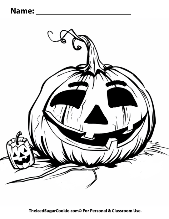 Trick Or Treat Pumpkin Halloween Coloring Page by TheIcedSugarCookie.com