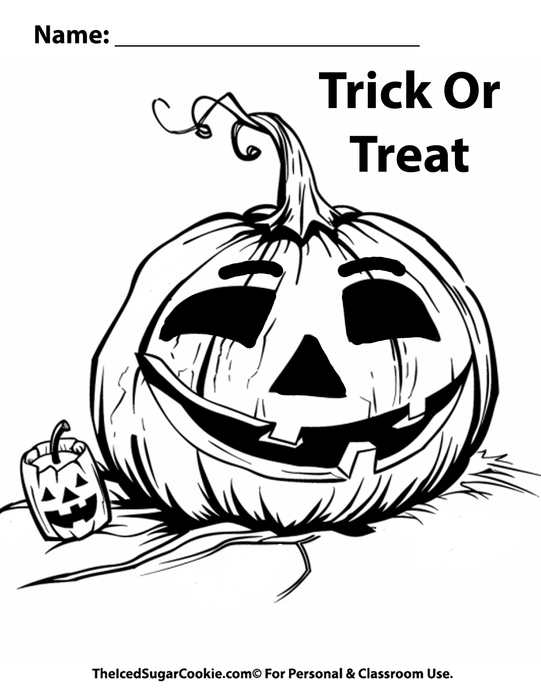 Trick Or Treat Pumpkin Halloween Coloring Page