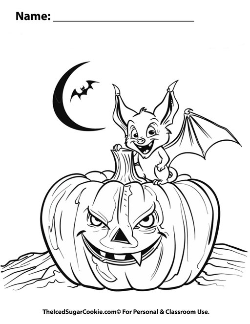 Trick Or Treat Bat Free Halloween Coloring Page