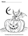 Trick Or Treat Bat Free Halloween Coloring Page