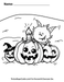 The Spooks Come Out Tonight Halloween Coloring Page. Jack O Lantern Pumpkins with monster devil with horns Trick Or treat by The Iced Sugar Cookie