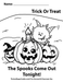 The Spooks Come Out Tonight Halloween Coloring Page. Jack O Lantern Pumpkins with monster devil with horns Trick Or treat by The Iced Sugar Cookie