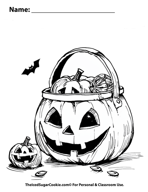 Trick Or Treat Smell My Feet Give Me Something Good To Eat Halloween Coloring Page by TheIcedSugarCookie.com