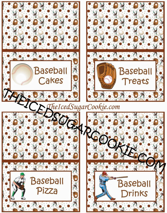 Baseball Menu Labels Baseball Birthday Party Food Label Tent Cards DIY Sports Printable ...