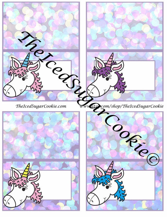 Unicorn Birthday Party Food Label Tent Cards-Unicorn Fur, Unicorn Cookies, Unicorn Punch, Unicorn Horns by The Iced Sugar Cookie-DIY Printable digital download for your Unicorn Birthday Party event by The Iced Sugar Cookie.